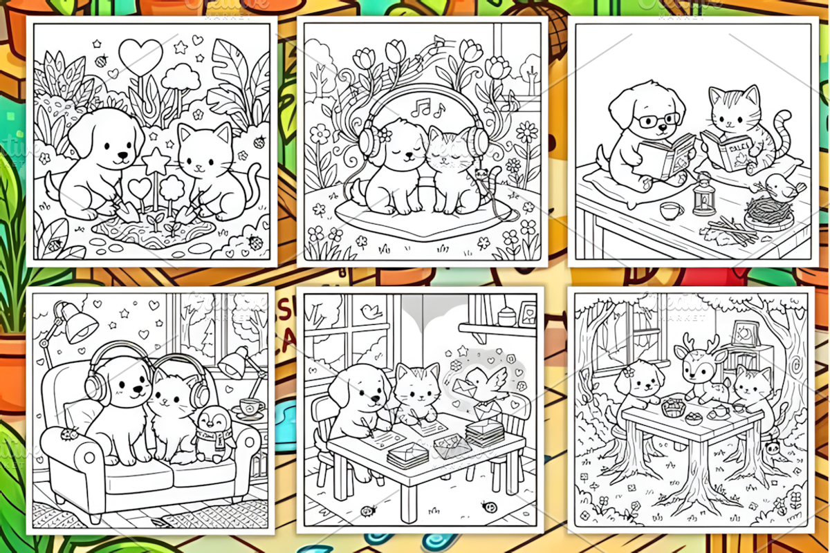 Cozy Quiet Friendship Coloring Book, an Animal Illustration by Design Station (Photo 3 of 3)