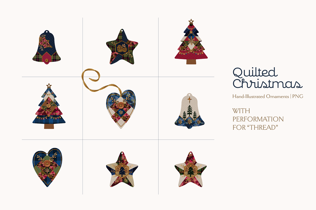 Quilted Christmas Ornaments, an Object Graphic by Caroline Maria (Photo 9 of 12)