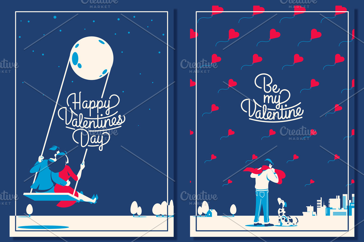 5 Valentine's Day Romantic Cards, a Decorative Illustration by Alexander Baidin (Photo 2 of 5)