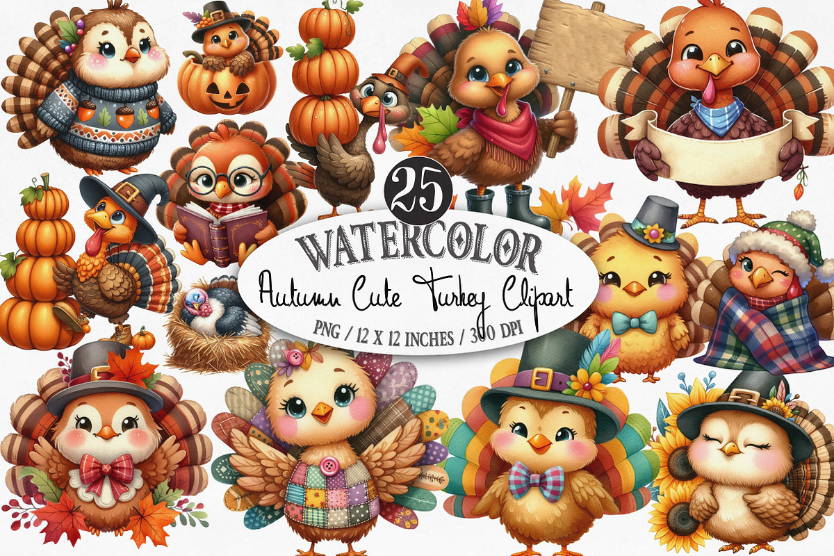 Watercolor Autumn Cow Clipart, an Illustration by Designking (Photo 1 of 4)