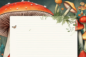 Lined Diary Page In Mushroom Theme