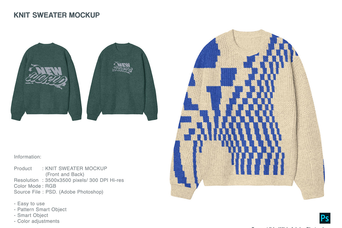 Knit Sweater Mockup, a Shirt Mockup by Irhasalfahad (Photo 4 of 7)