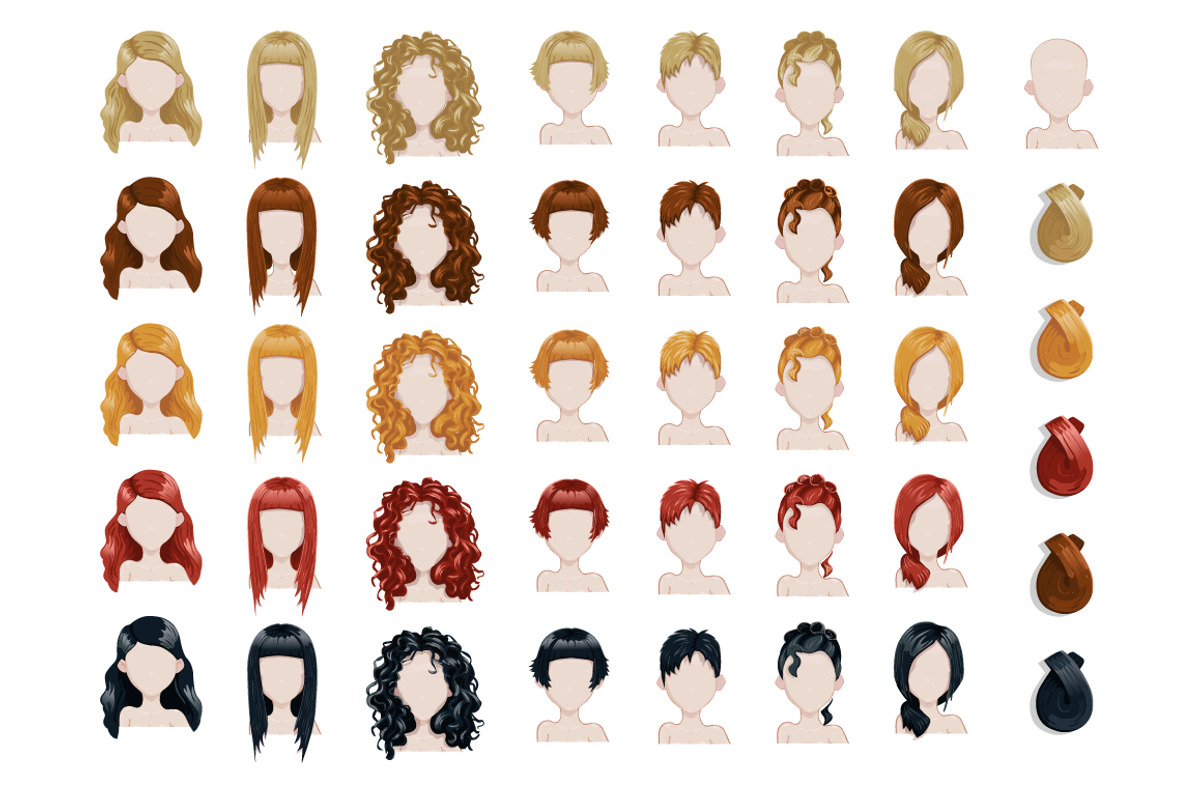 Female trendy hairstyle avatars set, an Icon by Chuchilko shop (Photo 2 of 2)