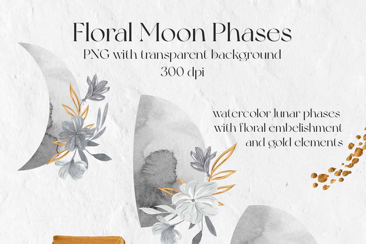 Mystic Lunar Florals Watercolor, an Illustration by Catch the Dream Art (Photo 5 of 9)