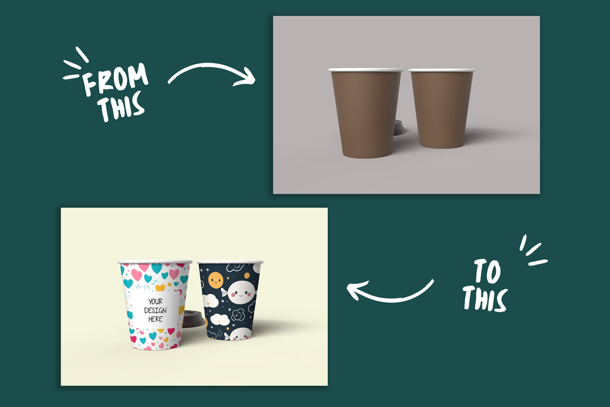 Paper cup design mockup PSD, a Cups & Container Mockup by Rami's Mockups (Photo 2 of 8)