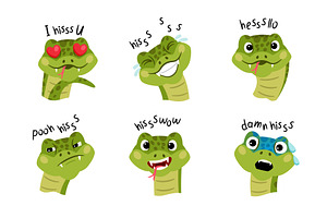 Set of cool snakes with sings, an Animal Illustration by Stock-Smart-Start