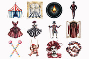 Watercolor Dark Circus Clipart, an Illustration by Design Market (Thumbnail 4 of 5)