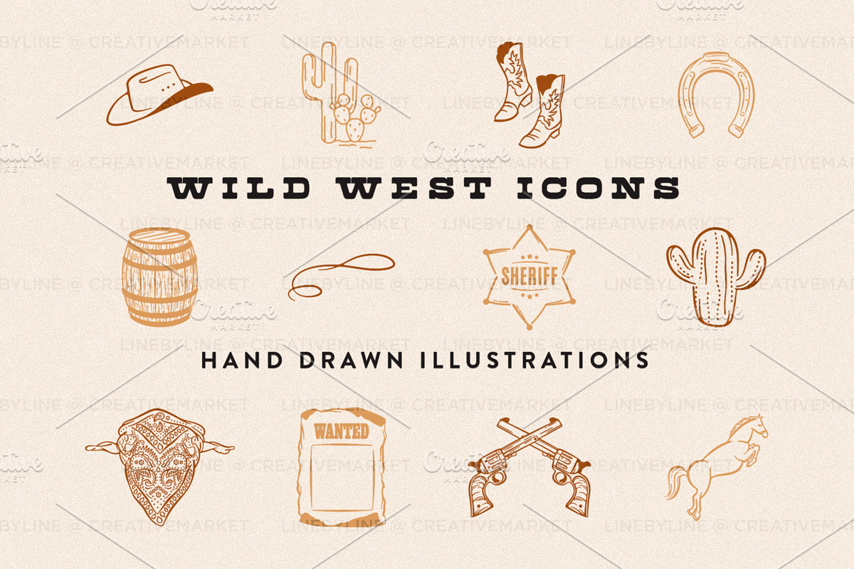 Wild West Hand Drawn Illustration, an Object Graphic by LineByLine (Photo 1 of 2)