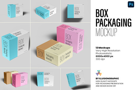 Box Packaging Mockup - 12 views, a Packaging Mockup by Illusiongraphic
