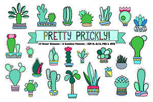 Cactus & Succulents Vector Clipart, a Decorative Illustration by RabbitAndPencil
