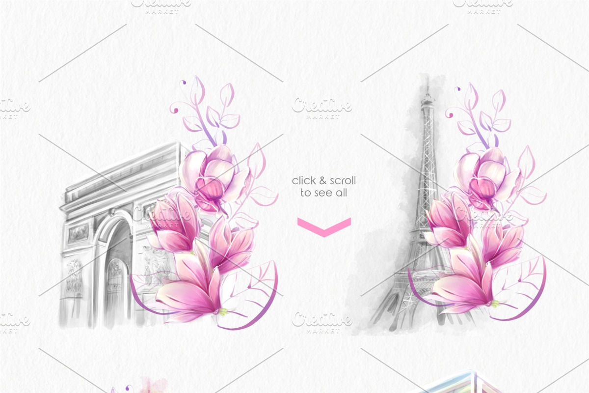 Paris watercolor clip art, an Education Illustration by katmonne (Photo 3 of 10)