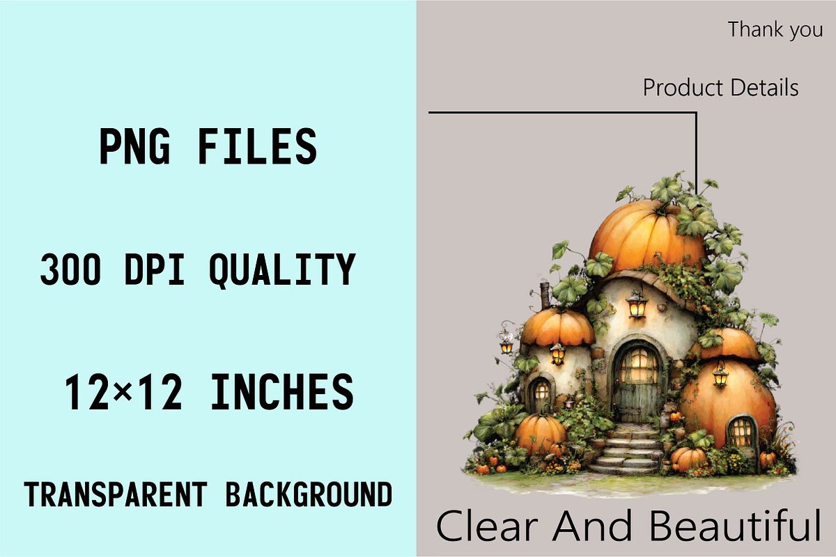 Watercolor Pumpkin Houses Clipart, an Illustration by SVGArt (Photo 4 of 9)