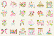 Romantic Chateau Watercolor Clipart, an Illustration by DreamCafeArt (Thumbnail 2 of 6)