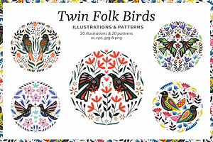 Twin Folk Birds