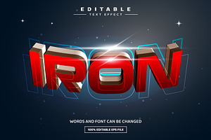 Iron Red 3D Editable Text Effect