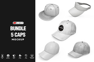 Bundle Caps Mockup 80 PSD Files