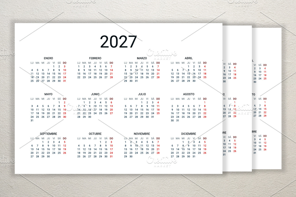 2027 calendar template in Spanish, a Stationery Template by Ederella (Photo 2 of 2)