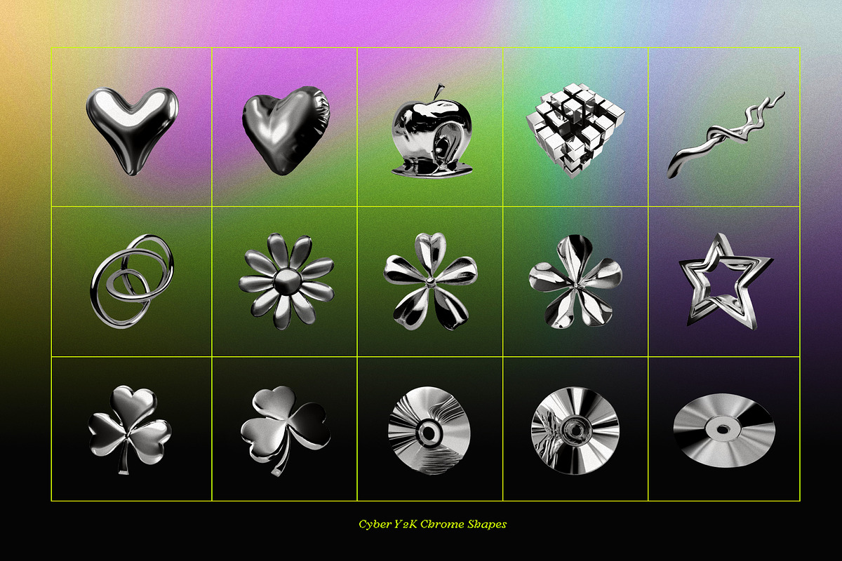 CYBER Y2K Chrome Shapes, an Object Graphic by Desert Poetic (Photo 5 of 6)