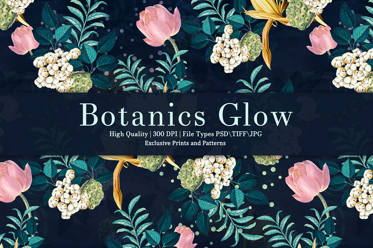 Botanic Glow Pattern & Motifs, a Pattern Graphic by GND ART STUDIO (Photo 1 of 8)