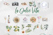 Watercolor La Dolce Vita Clipart, an Education Illustration by ArtCreationsDesign (Thumbnail 5 of 12)