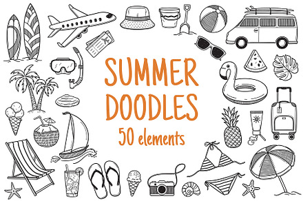 Summer vector doodles bundle, a Graphic by InkySplash