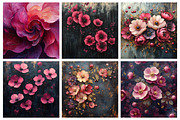 Magenta Oil Floral Digital Paper, an Illustration by RobertsArt (Thumbnail 2 of 5)