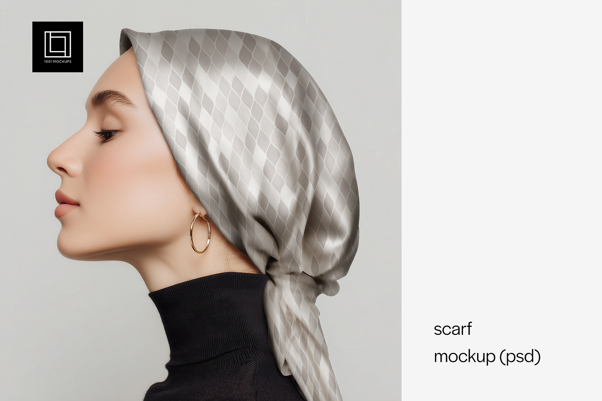 Silk Headscarf Mockup – Model (PSD), a Hat Mockup by 1001 mockups (Photo 1 of 9)