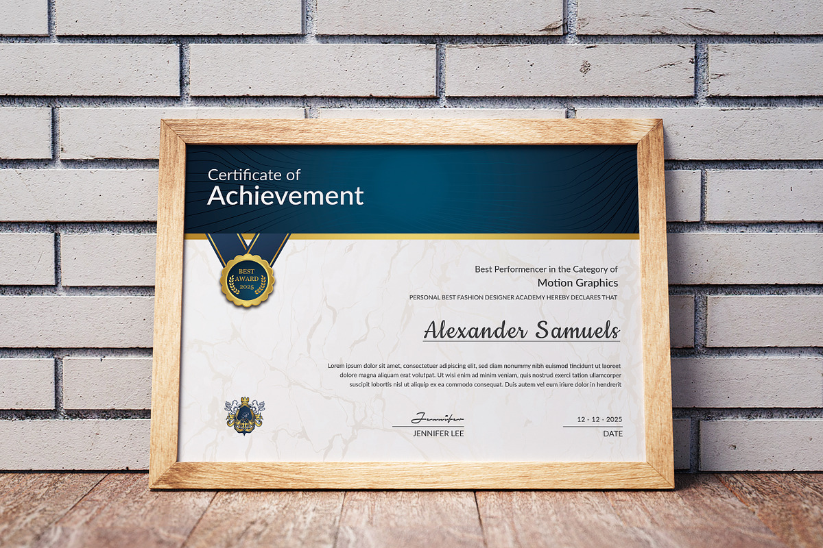 Award Certificate Template, a Stationery Template by ResumeDevisers (Photo 2 of 6)