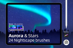 Aurora & stars brushes for procreate