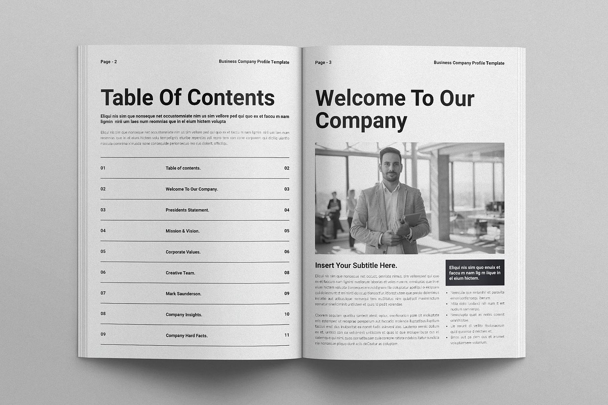 Business Company Profile Template, a Brochure Template by E-Type (Photo 2 of 8)