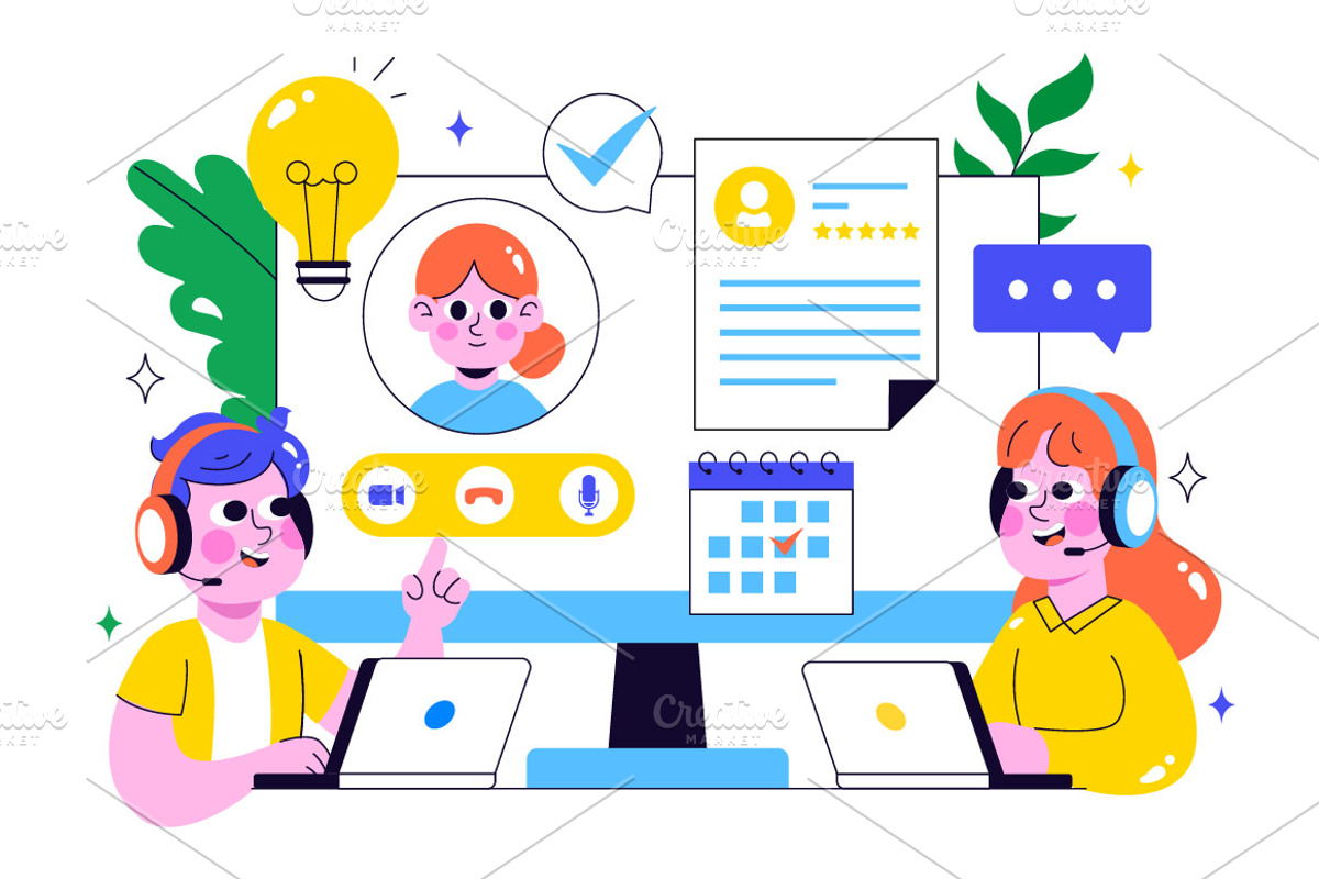 10 Remote Job Interview Illustration, a Person Illustration by denayunebgt (Photo 4 of 4)