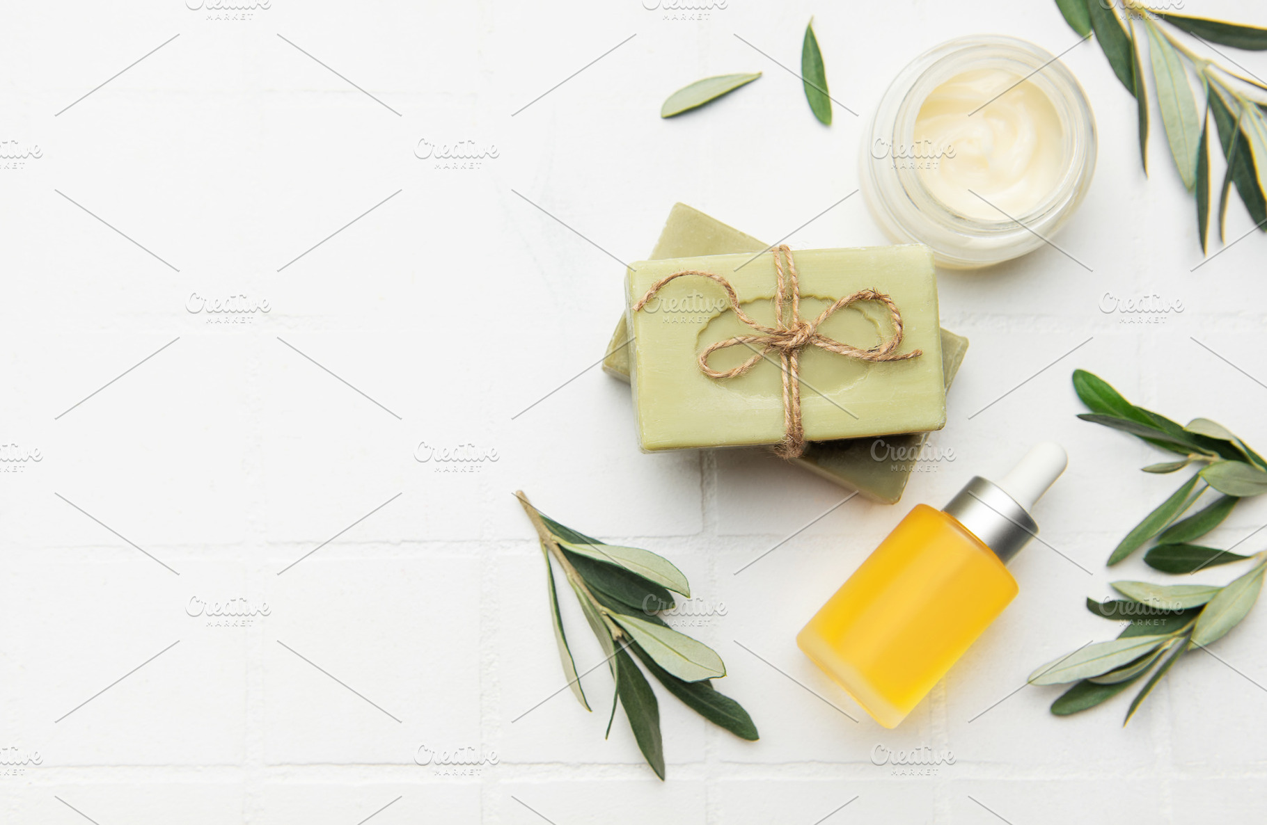 Natural olive oil cosmetic products promoting healthy lifestyle, a Beauty & Fashion Photo by Olena Rudo