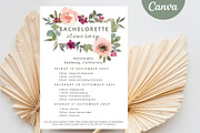 Floral Bachelorette party itinerary, an Invitation Template by EvaTemplates (Thumbnail 1 of 8)