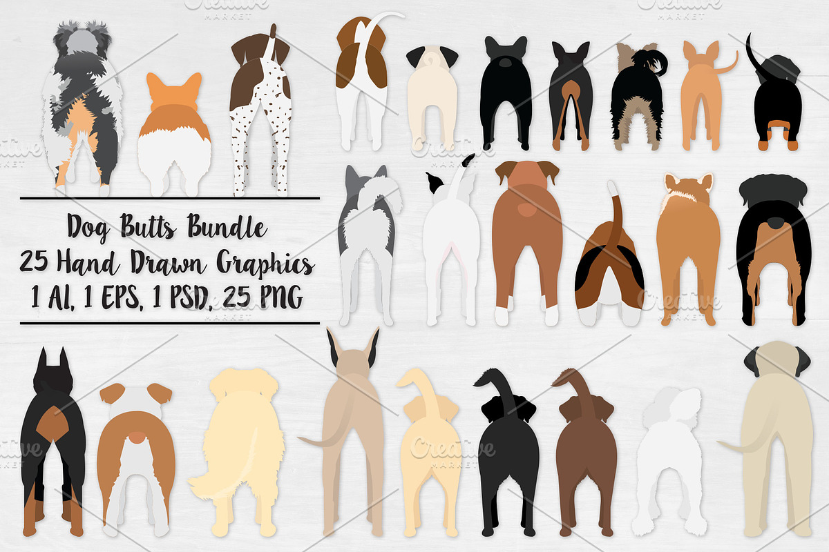 Dog Butts Bundle - Vector, PSD, PNG, an Illustration by VizualStorm (Photo 1 of 4)