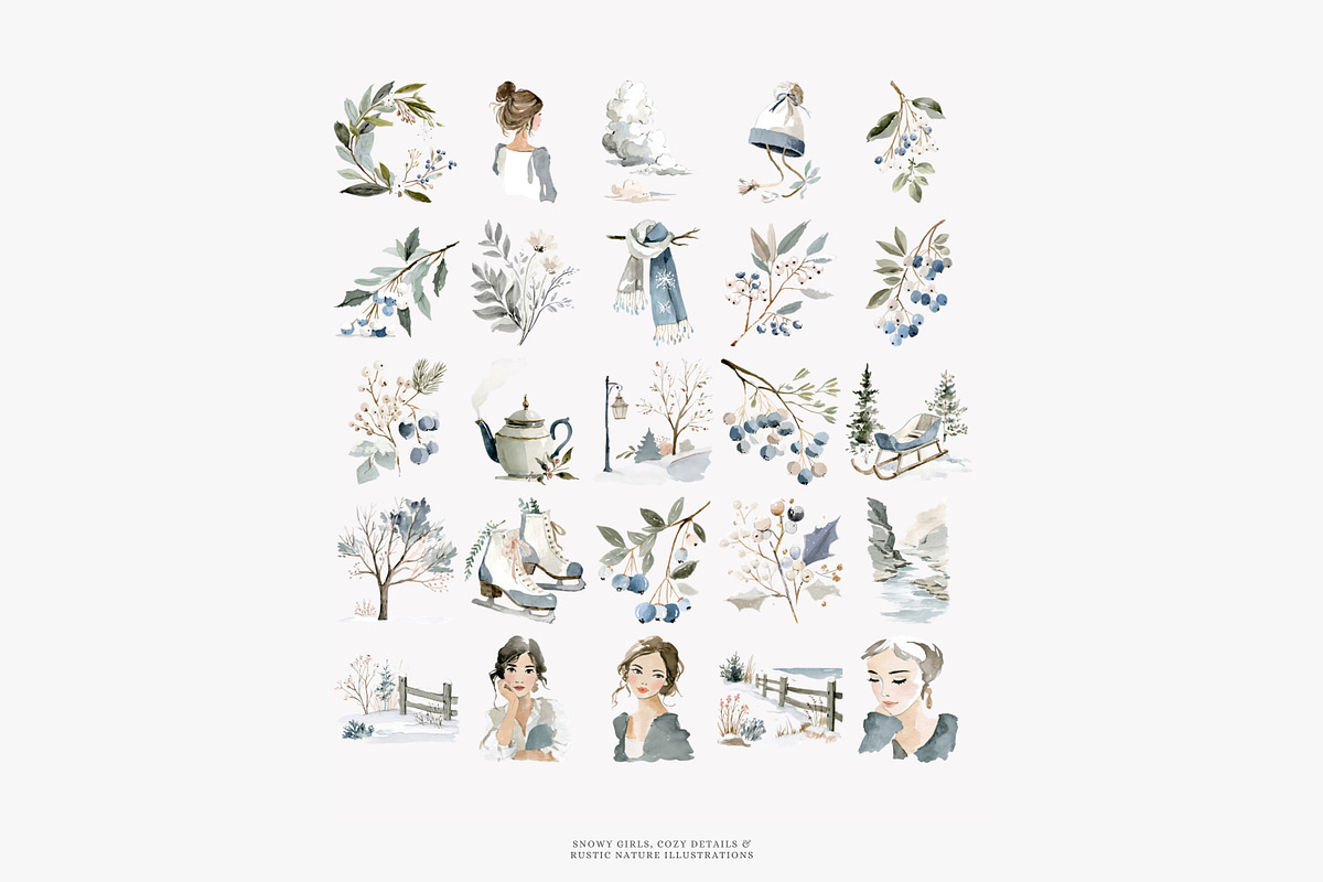 winter wonderland, watercolor winter, a Decorative Illustration by Patishop Art (Photo 7 of 8)