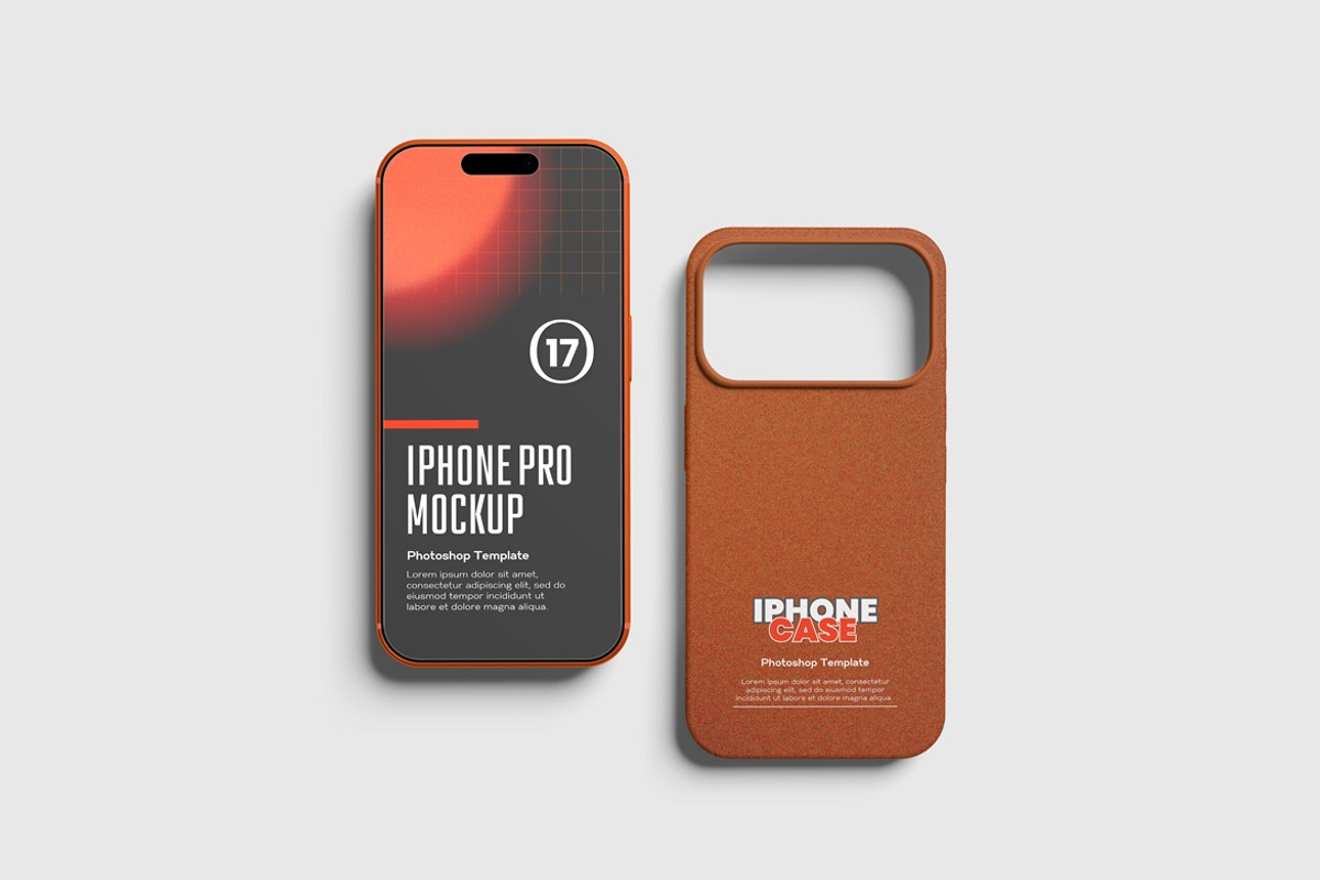 Phone 17 Pro and Case Mockup, an iPhone Mockup by GraphicWindow (Photo 6 of 6)