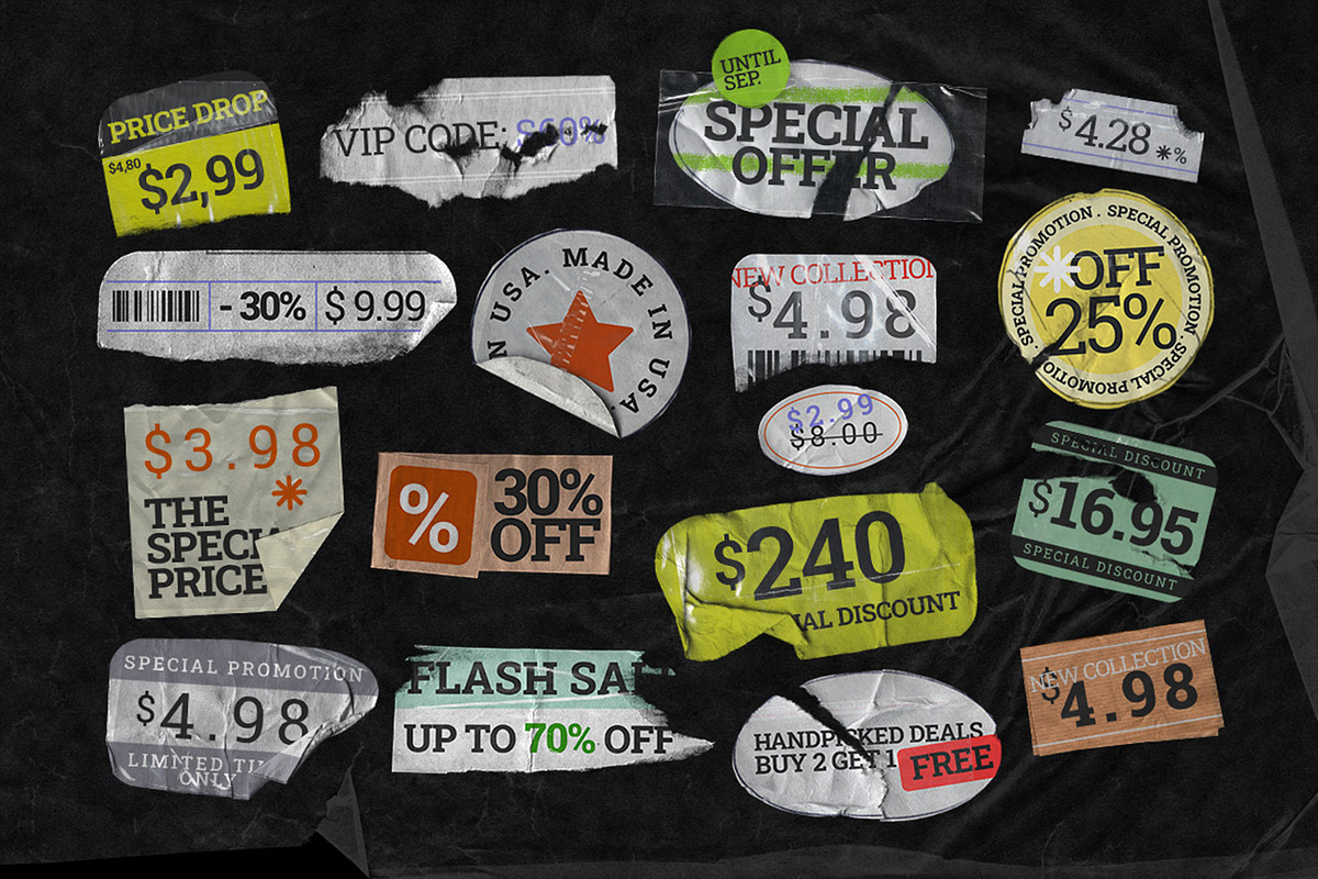 Sale Paper Stickers, an Object Graphic by Pixflow (Photo 4 of 7)