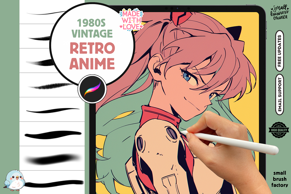 Anime Nostalgia Retro Brushes, a Brush Add-On by Cozy Brushery (Photo 1 of 11)