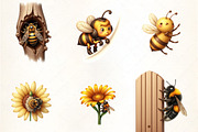 Bees Peeking Around Corner Sublimati, an Illustration by CrexoraLab (Thumbnail 1 of 5)