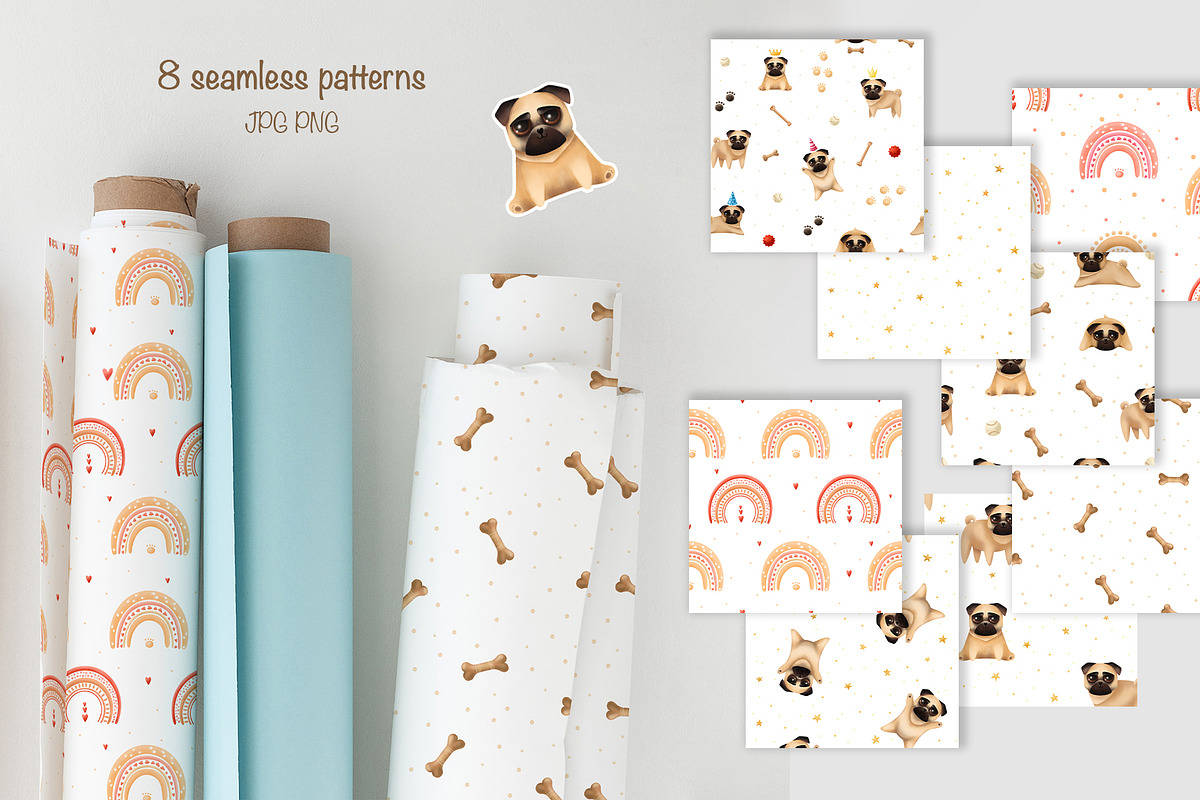 Big collection of cute pugs, an Animal Illustration by YuNa (Photo 2 of 8)