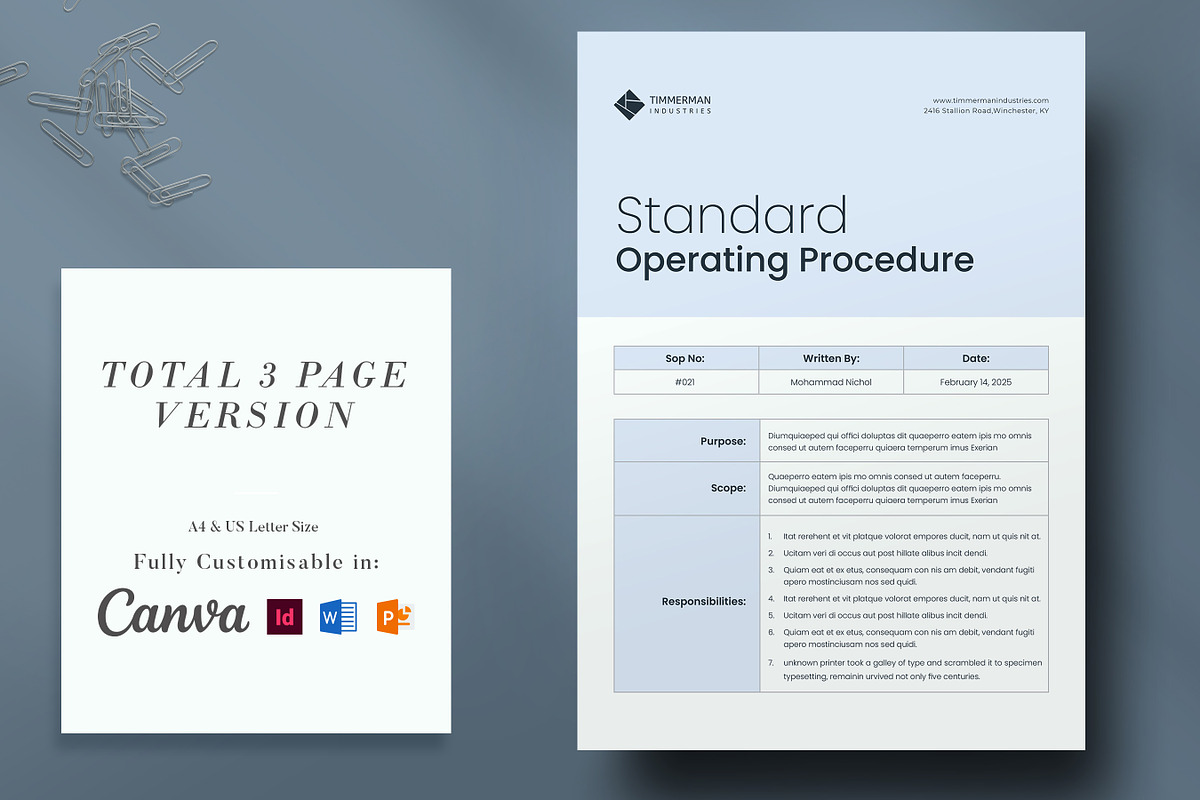 Standard Operating Procedure, SOP, a Stationery Template by DesVert (Photo 2 of 6)