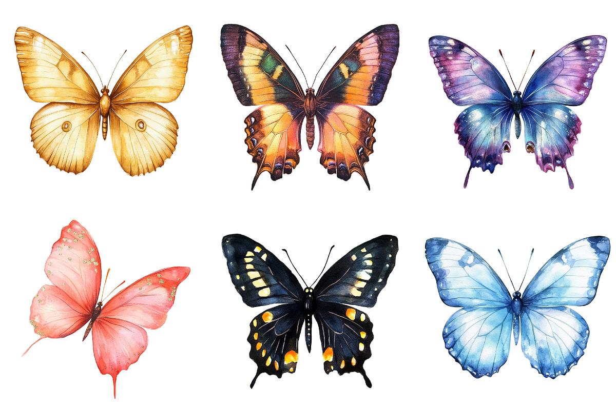 Colorful Butterflies Watercolor Set, an Illustration by Pixels.Craft (Photo 9 of 11)