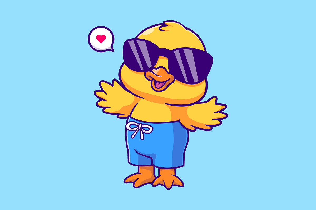 Cute Duck Summer Waving Hand, an Animal Illustration by Catalyst Labs (Photo 2 of 3)