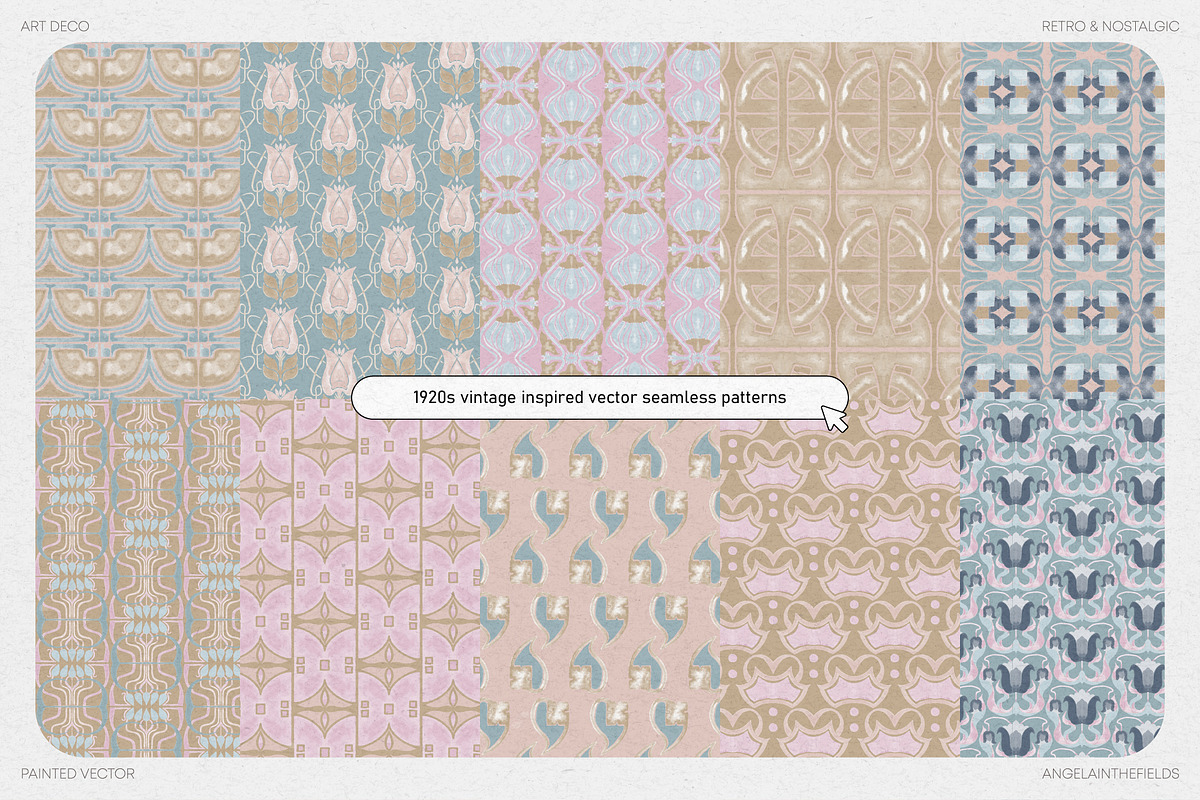 Art Deco Vector Pattern Set, a Texture Illustration by angelainthefields (Photo 7 of 8)