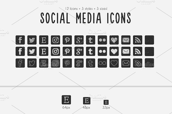 Square Chalkboard Social Media Icons