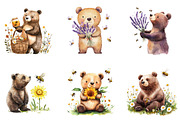 Bear and Bee Watercolor Clipart PNG, a Seasonal Illustration by Designking (Thumbnail 3 of 5)