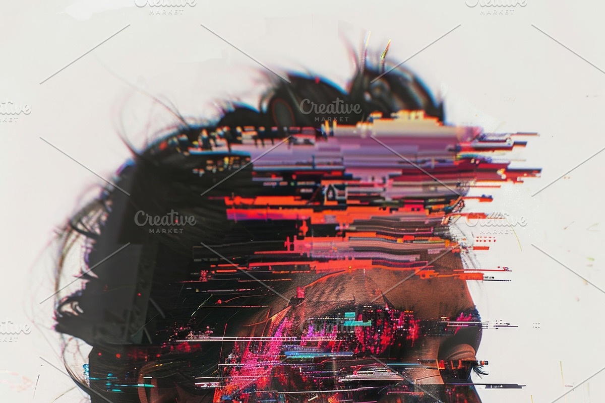 90 Glitch faces, a Person Illustration by Handmadefont (Photo 3 of 94)