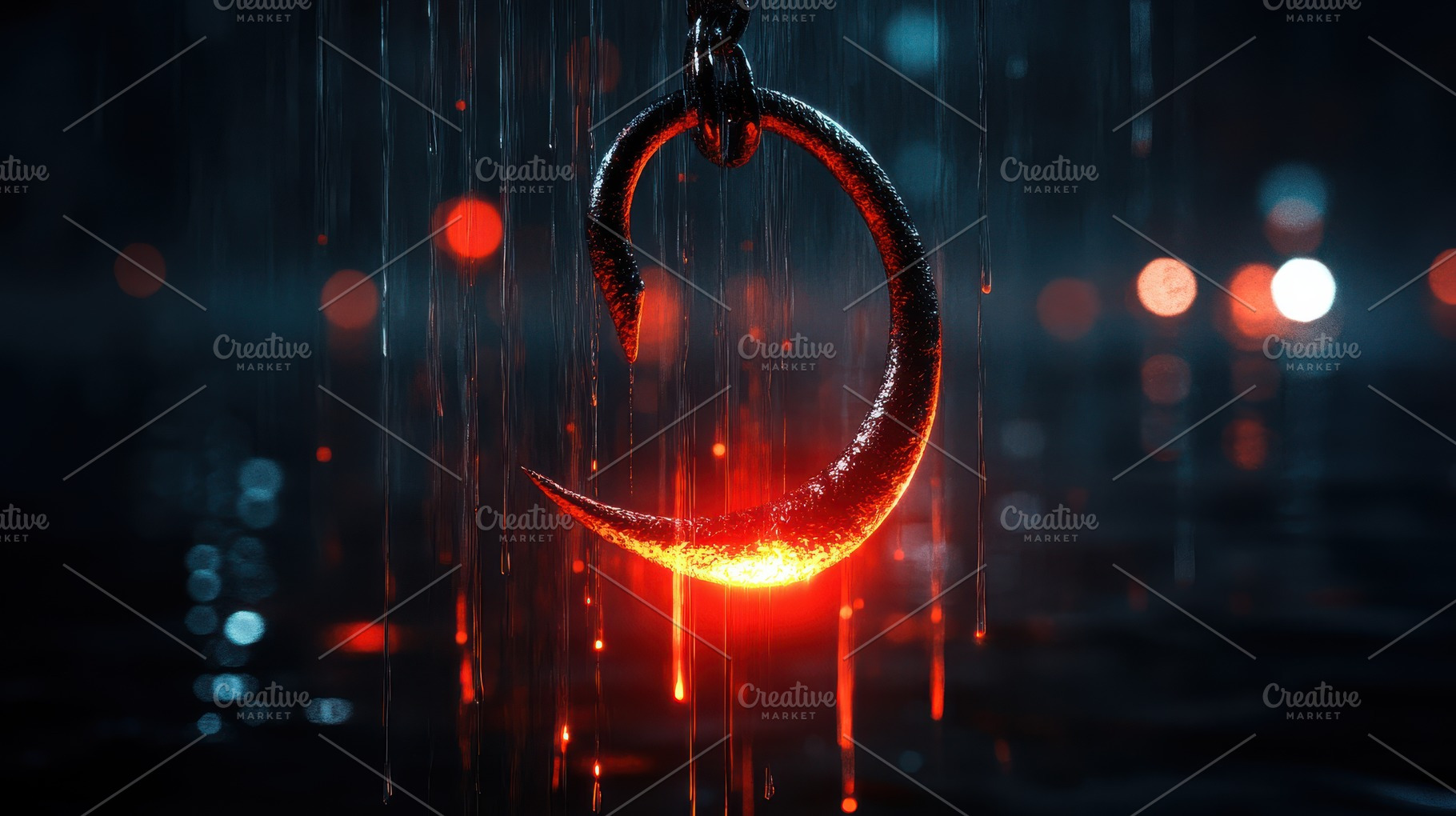 Dramatic hook hanging in the rain, l, a Background Photo by Pixeness Studio
