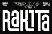 Rakita - Decorative Condensed, a Sans Serif Font by Pandeka Studio (Thumbnail 1 of 12)