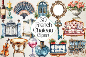 Watercolor Vintage French Chateau Se, an Illustration by DreamPrint404